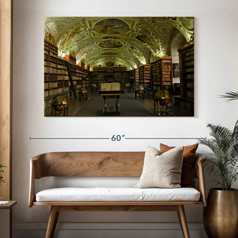 Ancienne bibliothèque à Prague, H 34 po x l 51 po