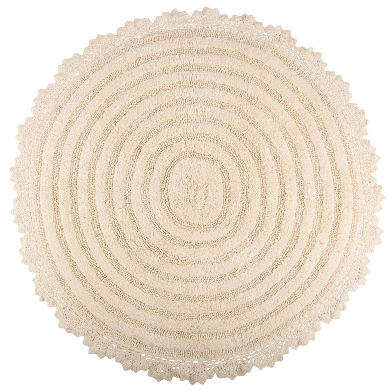 Tapis de salle de bain - Ensemble de tapis de bain en coton 2 pièces - Tapis antidérapants pour douche, baignoire, toilette ou meuble-lavabo - Tapis de salle de bain lavable à la machine (ivoire)