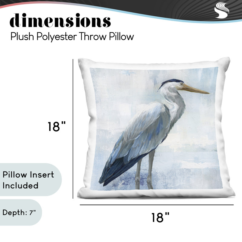 Coussin Serene Blue Heron In Aqua