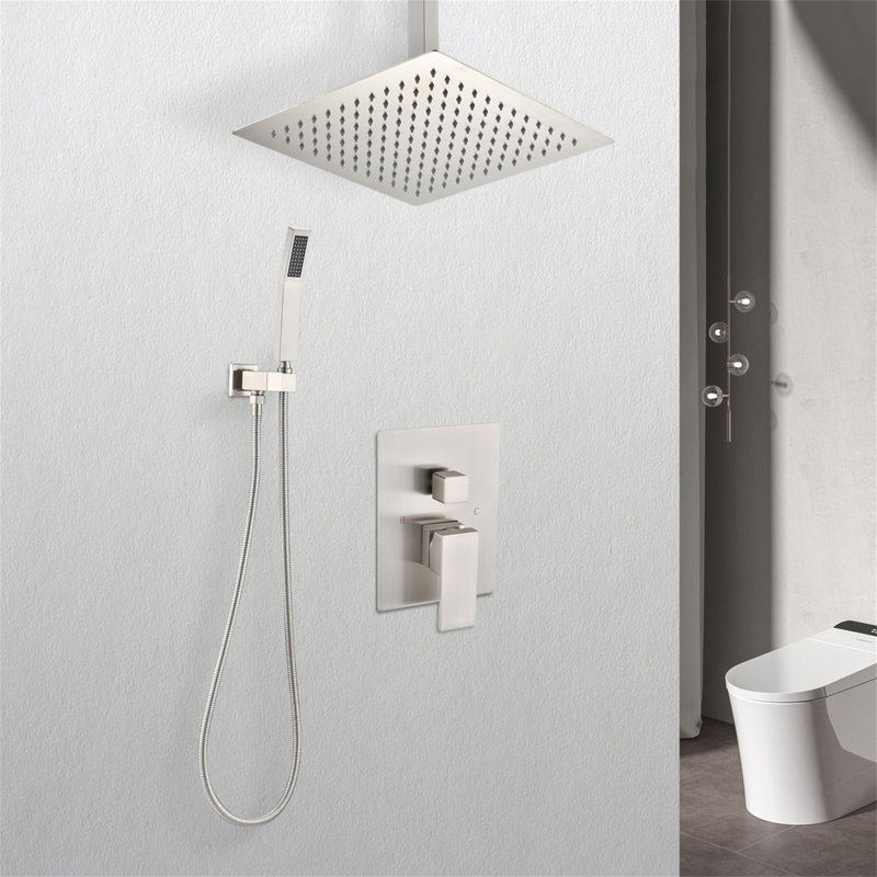 Ensemble de système de douche de plafond avec douche à main et pomme de douche 16 po