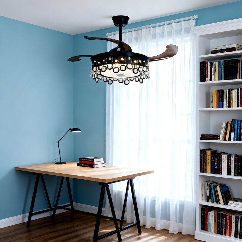 Ventilateur de plafond de 42 po avec ensembles d'éclairage à DEL et télécommande, haut-parleur lisse, changement de couleurs, 3 vitesses, minuterie