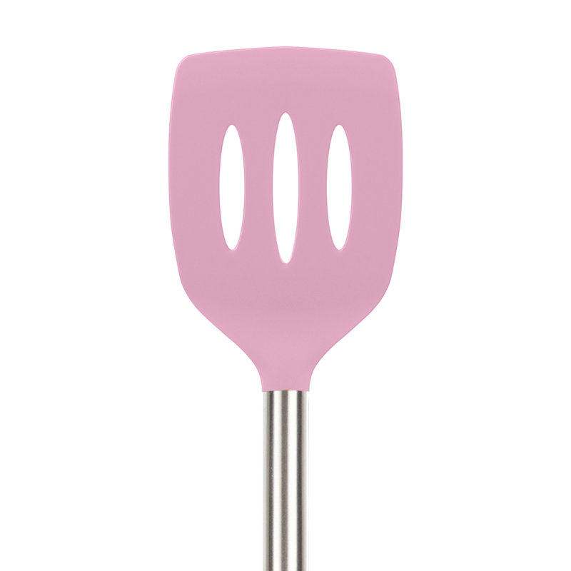 Turbine à fentes en silicone Tovolo avec poignée en acier inoxydable pour cuisiner et retourner tous les jours, sorbet rose