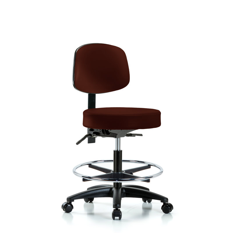 Tabouret de laboratoire à hauteur ajustable avec base en nylon Monserrat, Bourgogne, Roulettes