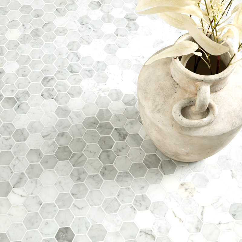 Carreau de mosaïque en marbre poli Carrara