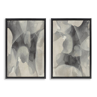 Mottled Fluid Monochrome 2pc Floating Frame Set, design by Kippi Leonard