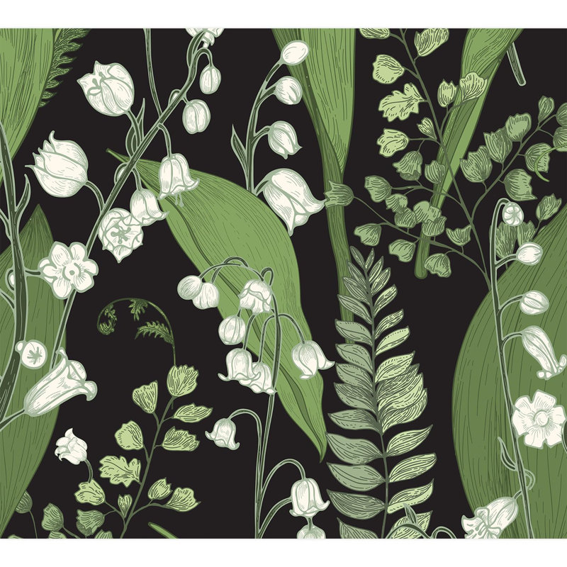 Panneau de papier peint sans couture «Lily of the Valley and Fern» Elysian US Made, Tissu, L 108 po x l 120 po