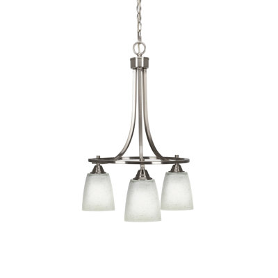 Lustre 3 lumières Paramount illustré en verre mousseline carré blanc de 4,5 po