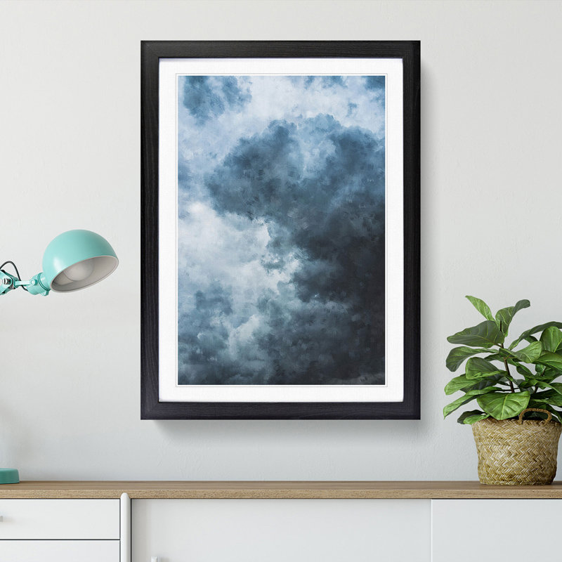 White Clouds - Picture Frame Painting Print, 33cm H x 24cm W x 2cm D, Black Framed