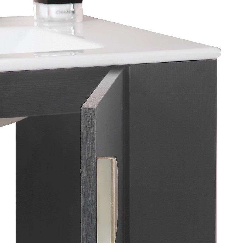 Meuble-lavabo de salle de bain avec lavabo, 2 portes et tablette de rangement ouverte, Noir