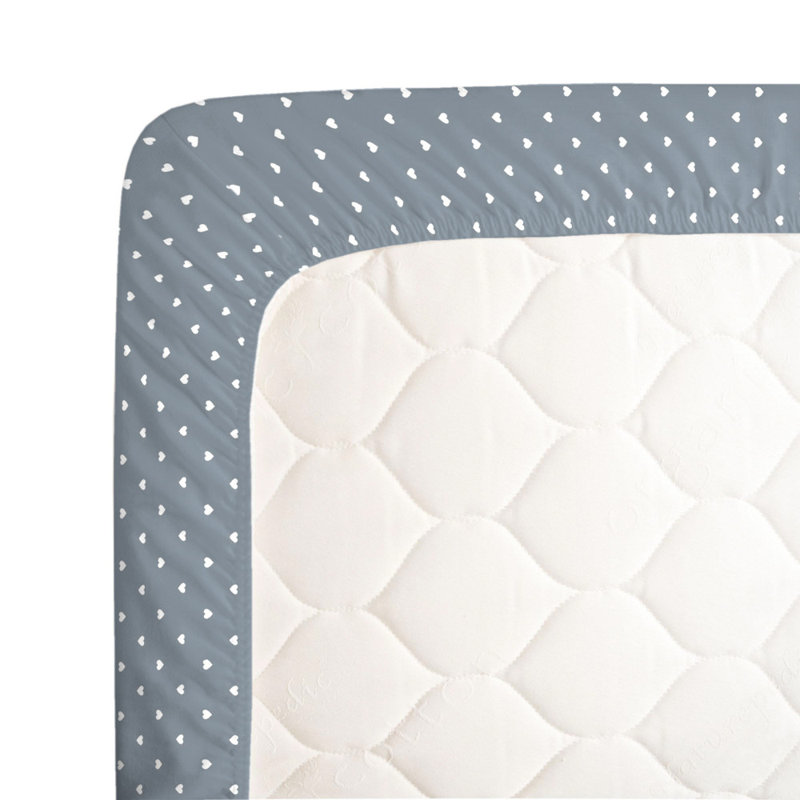 Drap-housse pour lit de bébé à coeurs en satin de coton 100% hearts