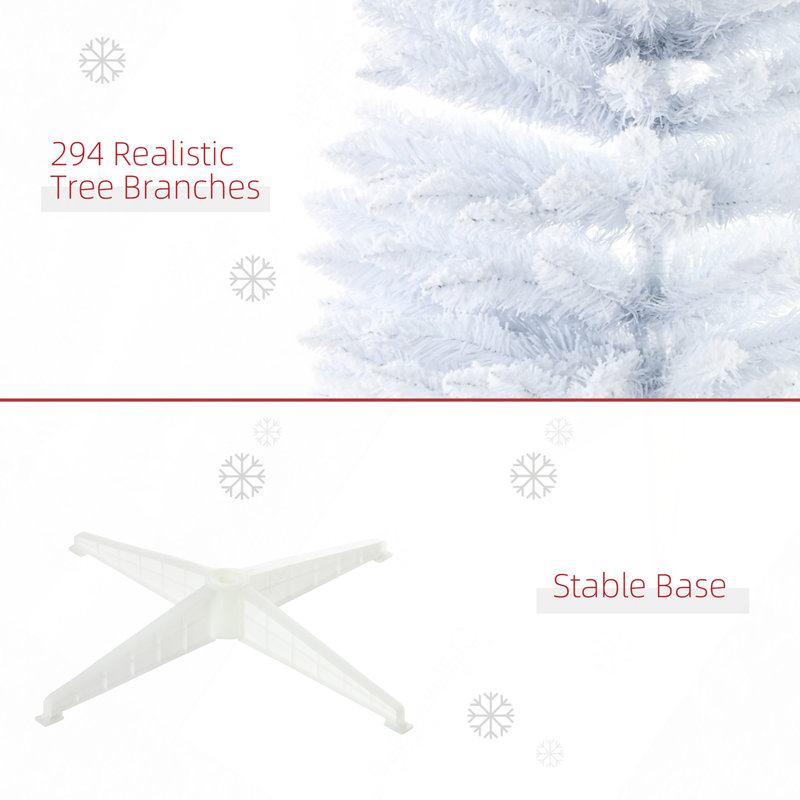 Arbre de Noël enneigé 5 pi, arbre de Noël mince avec branches réalistes et base en plastique pour décoration d'intérieur
