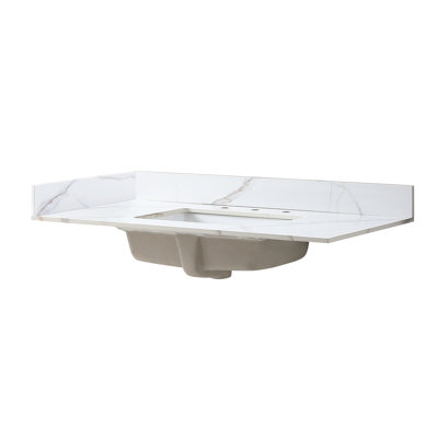 Éclaboussure de meuble-lavabo en pierre frittée dorée de 22 po x 4 po - Blanc, terre facile, séduisante à la mode, installation simple et durable, exposition sur l’assurance de la qualité stable de 22 po x 4 po, pour nettoyer, Perspectives,