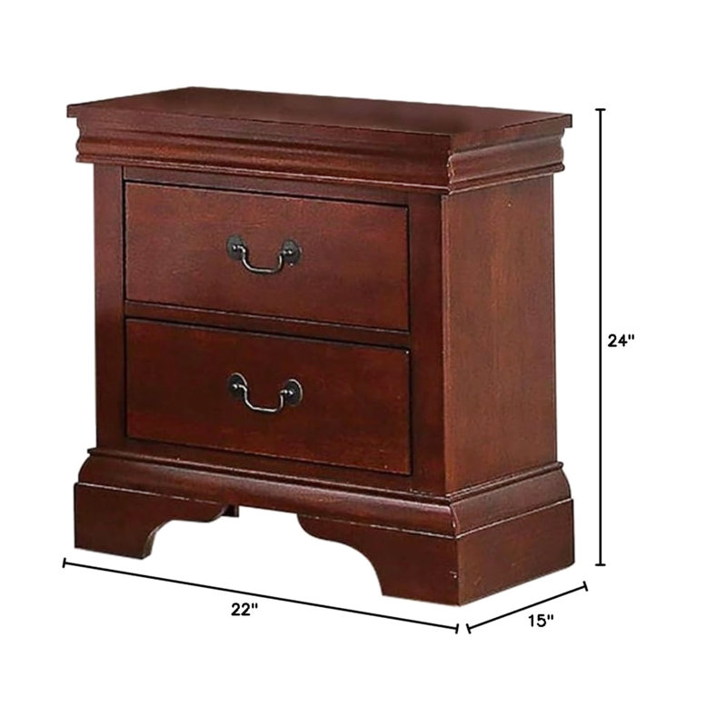 Table de chevet contemporaine en bois massif avec finition 2 cerises