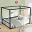 Lit double pleine grandeur sur le sol, cadre de lit double en fer, lit double moderne à profil bas, garde-corps de style clôture, série noire-2126915717-2126915719