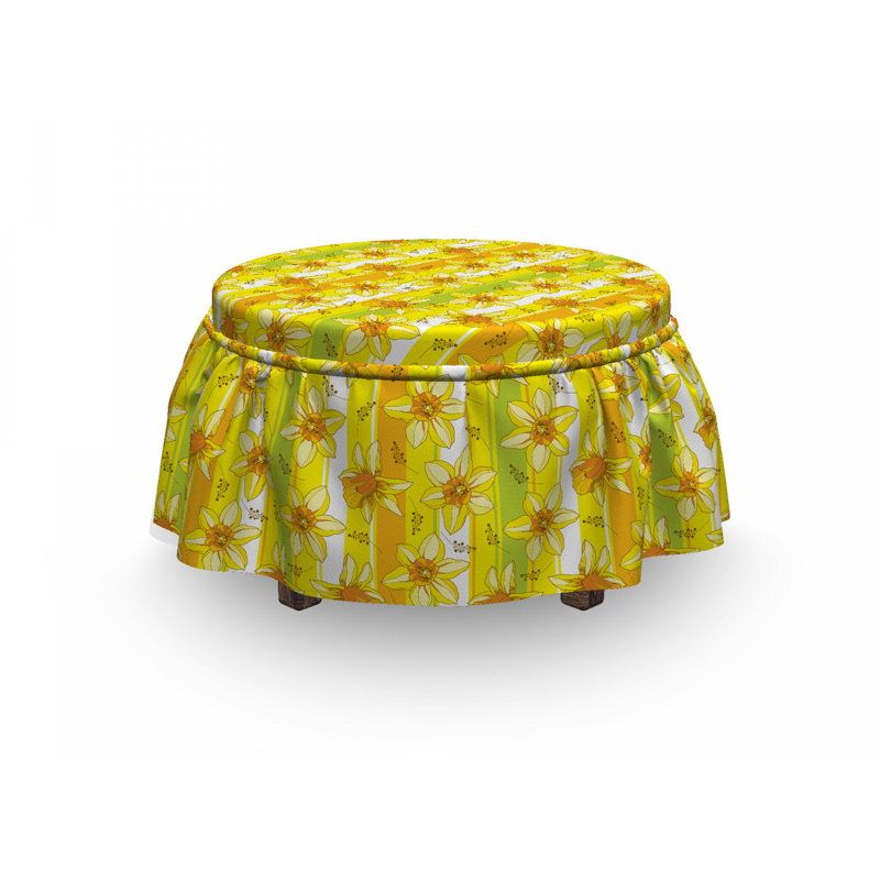 Ensemble de housse pour repose-pieds à coussins carrés 2 pièces fleur narcissus