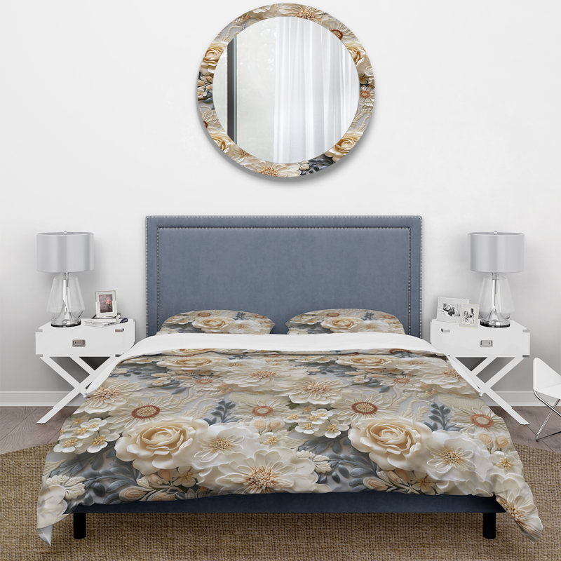 Literie en dentelle blanche rétro, Housse de couette simple + 1 taie décorative stan