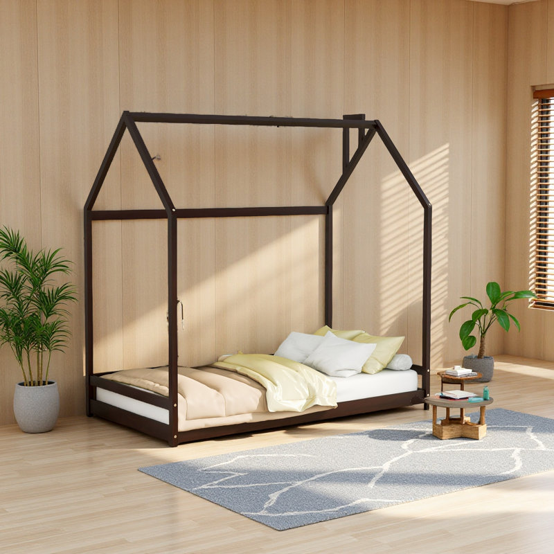 Lit en bois House House, Lit simple, Espresso