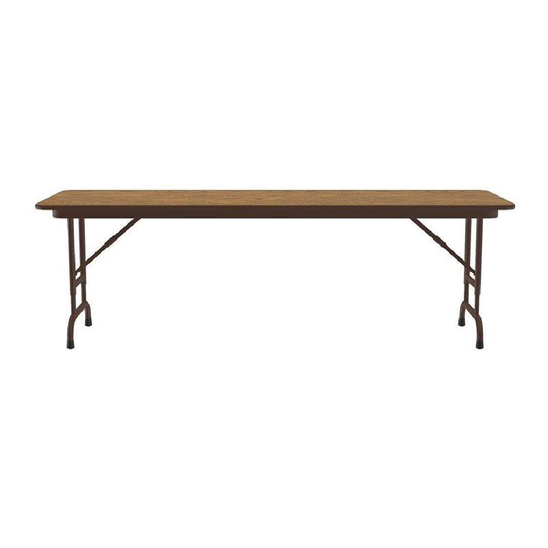 Medium Oak and Brown Adjustable Steel Folding Table