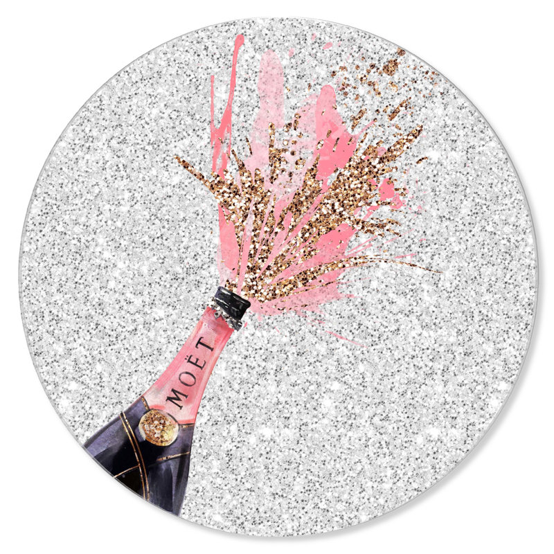 Sparkly Champagne Round Print, 40" H x 40" W