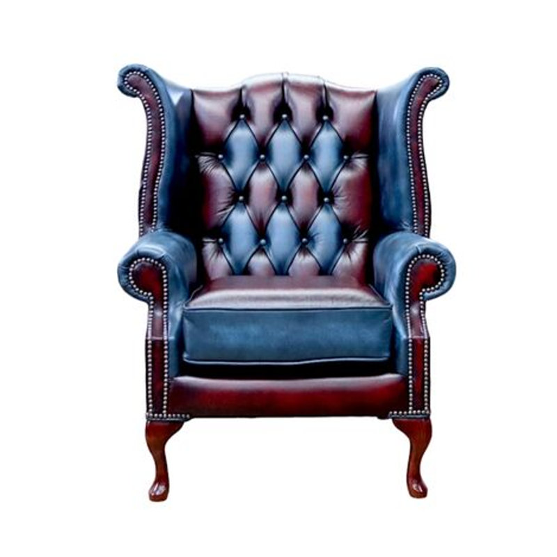 1 Seater Genuine Leather Loveseat, Brown/Red, Walnut