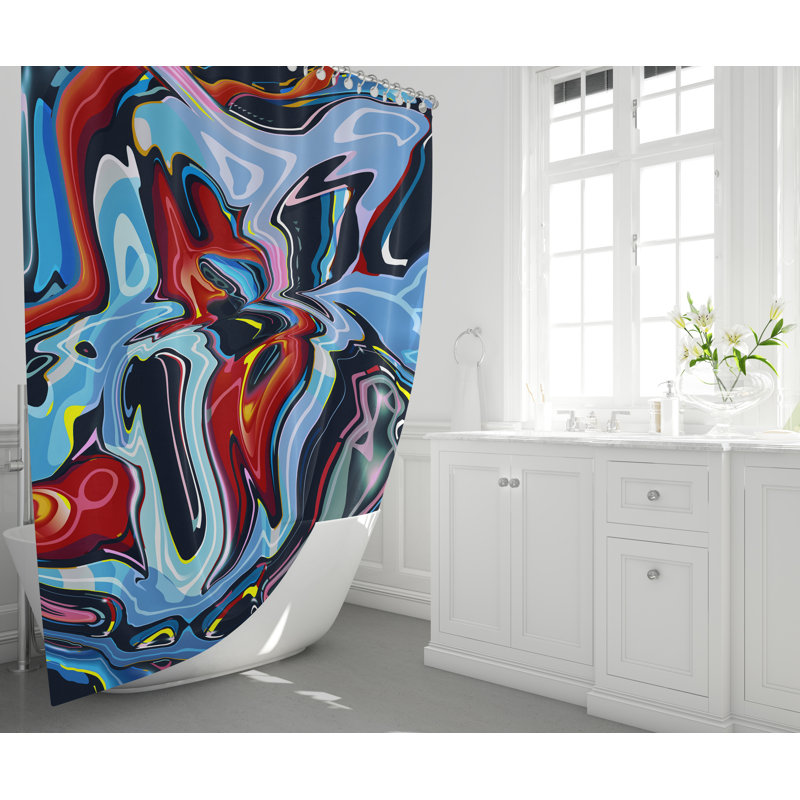 Abstract Single Shower Curtain, 83" H x 70" W