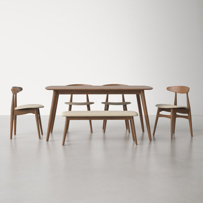 Gallman 6-Piece Rectangular Dining Set with Upholstered Chairs