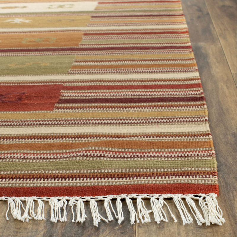 Bennett Southwestern Handwoven Flatweave Wool Burgundy Area Rug, Rectangle 6' x 9'