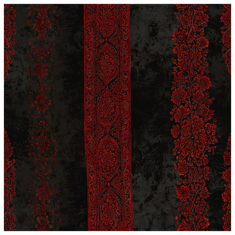 Tapisserie murale rouge à motif floral rouge - décoration murale florale, 104in H x88 with 4 Grommets