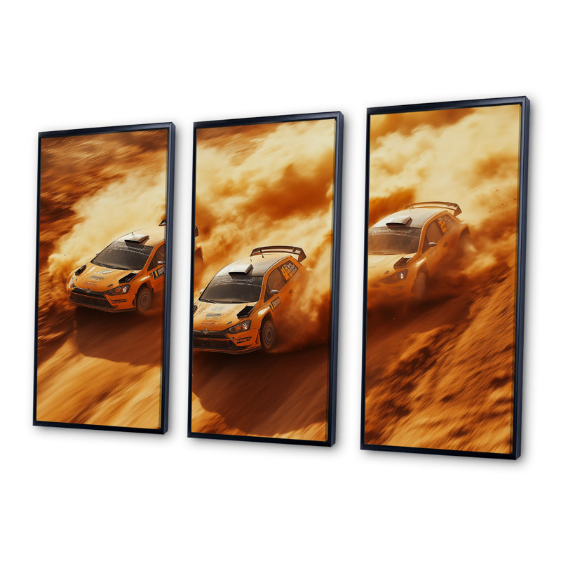 Orange Rally Car Rush Accents With Black - Ensemble de décoration murale tout-terrain Cars, H 28 po x l 36 po x P 1 po