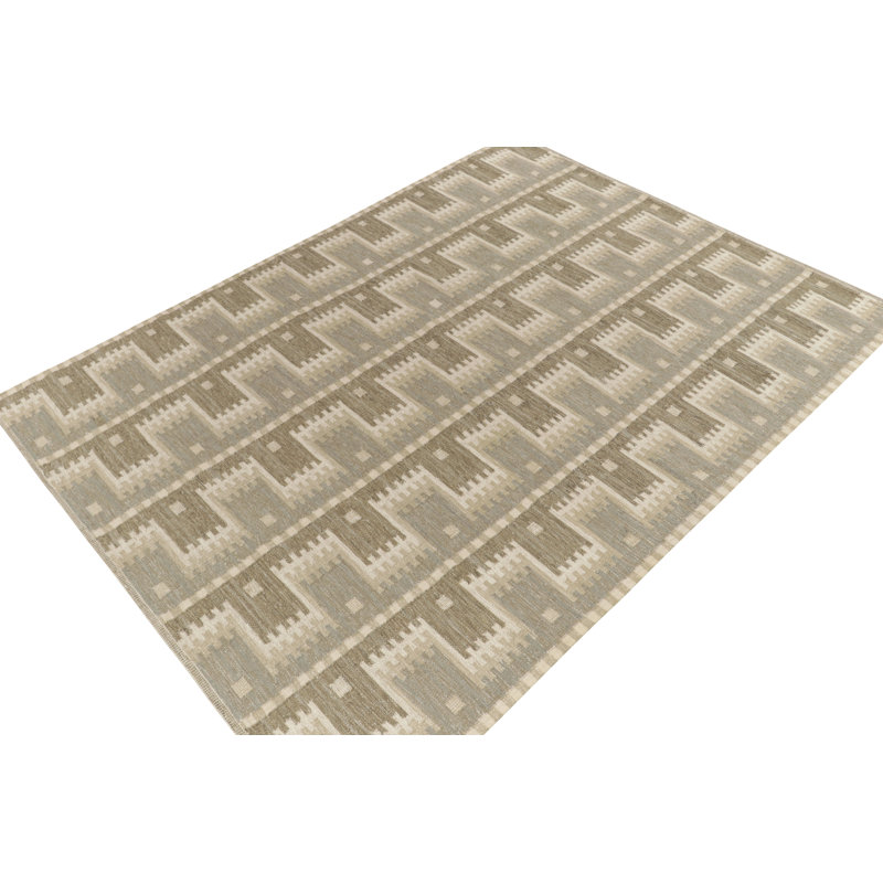 Sacndinavian Wool Geometric Area Rug, Rectangle 10' x 14'