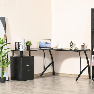 L-Shaped Metal Base Computer Desk