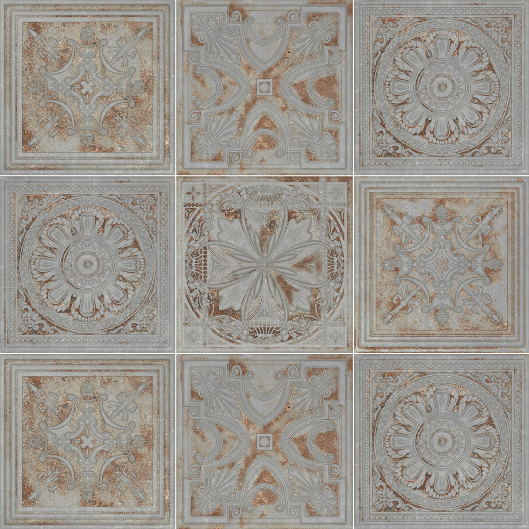 Gatsby Fitz Charcoal 8" x 8" Tin Look 3D Wall Tile Encore Surfaces