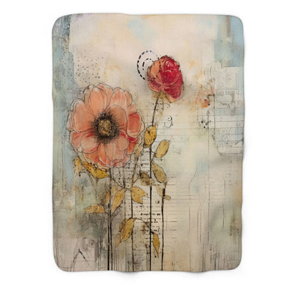 Rustic Blooms - 1 Piece Premium Sherpa Blanket 0033