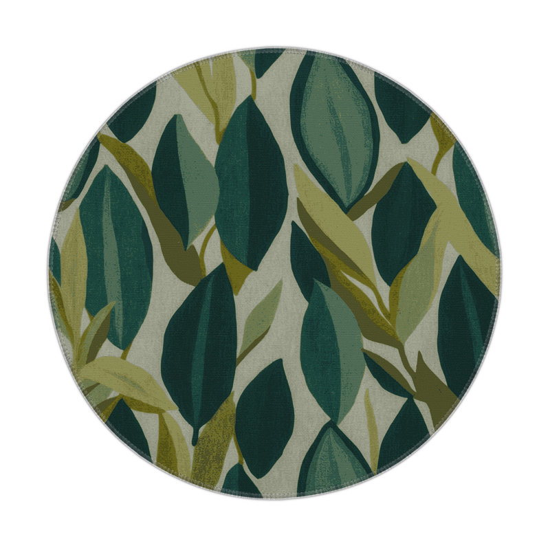 Botanical Blue Indoor and Outdoor Area Rug, Rectangle 3' x 5'