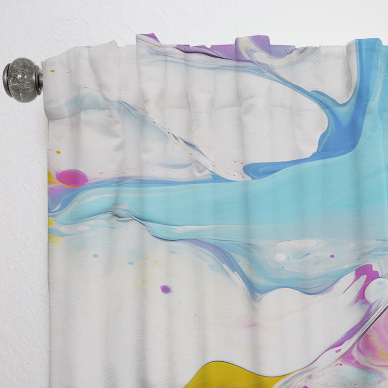 Ackeron fuchsia rose et bleu clair illusions fluides I - rideau en velours moderne - obscurcissant - 1 panneau