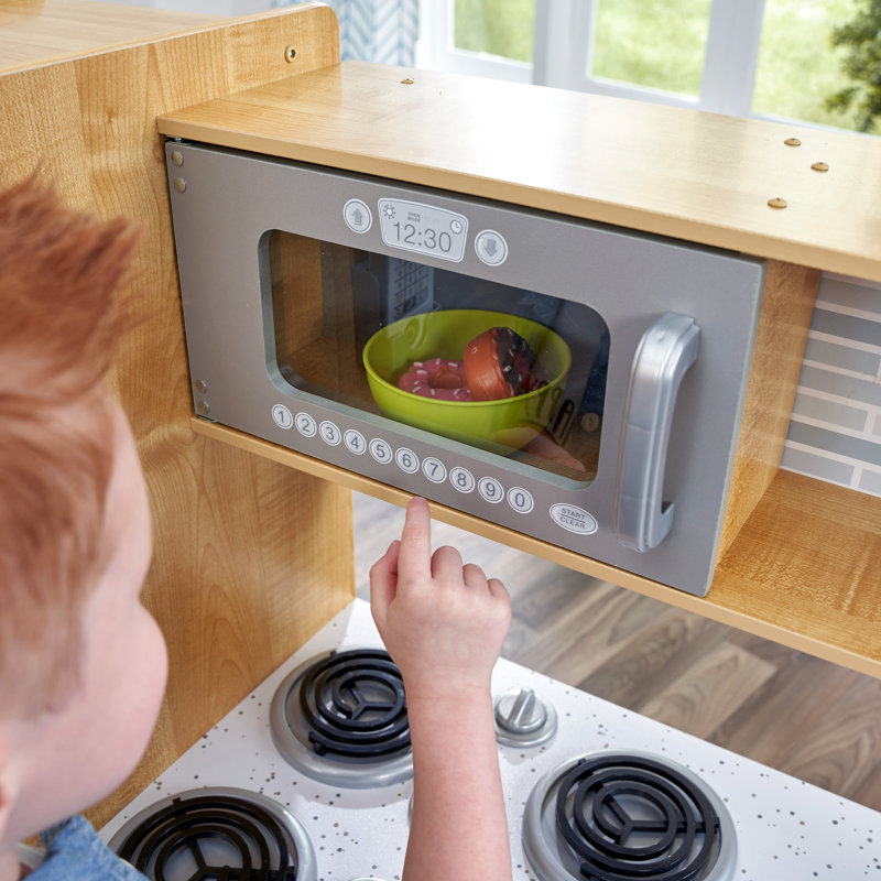 Uptown Natural Wood Composite Play Kitchen with Chalkboard