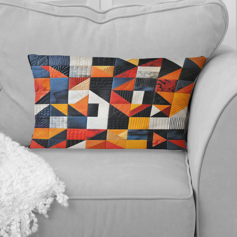 Orange, jaune, formes géométriques modernes I - coussin lombaire moderne