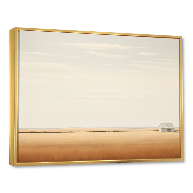 Plaines pastel de paix, Cadre flottant doré, H 16 po x l 32 po x P 1 po