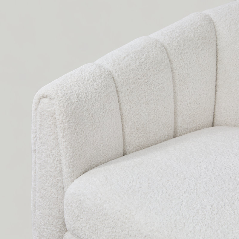 50" W Chenille Upholstered Channel Tufted Loveseat, Ivory