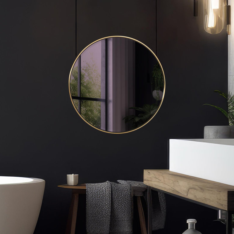 Miroir rond Jialin, vert émeraude, Mauve