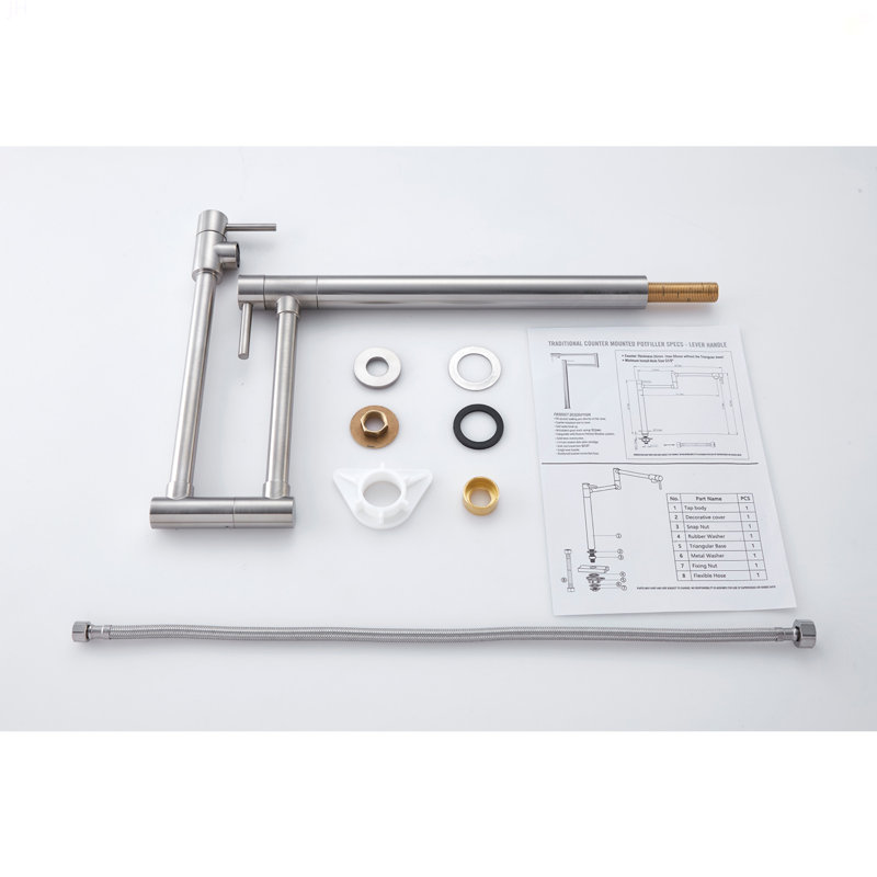 Robinet remplisseur de pot avec tige d'extension, Nickel brossé