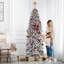 Arbre de Noël mince 7,5 pi avec branches givrées, arbre de Noël artificiel pré-éclairé avec lumières DEL pour la décoration-491440333