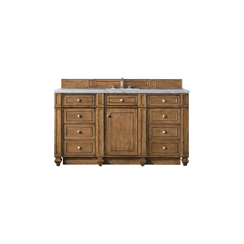 Bristol 60'' W Single Vanity, Eternal Jasmine Pearl, Saddle Brown, 8" Widespread