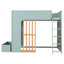 Lit mezzanine en bois, taille standard, avec étagères de rangement, échelle et tiroir sous le lit, lit d'appoint pour enfant, vert menthe et chêne naturel-2080313746