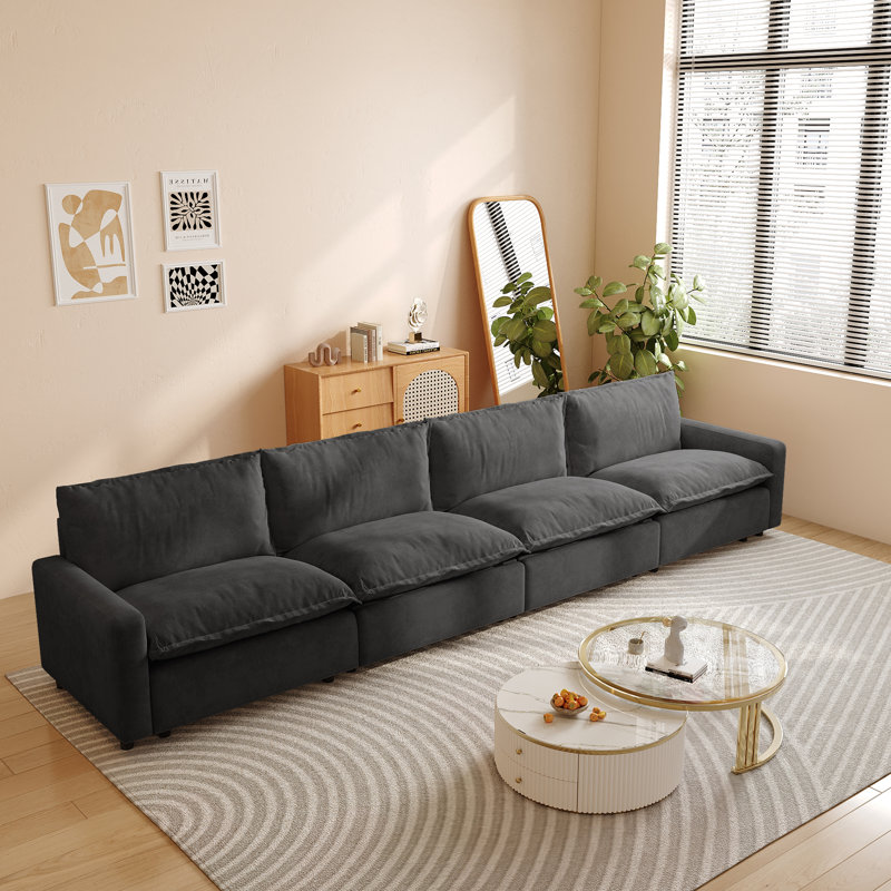 4-piece Sofa With Proof Fabric, Power Recliner & Heated Seat, Gray, 35.04" H x 148.82" W x 33.46" D