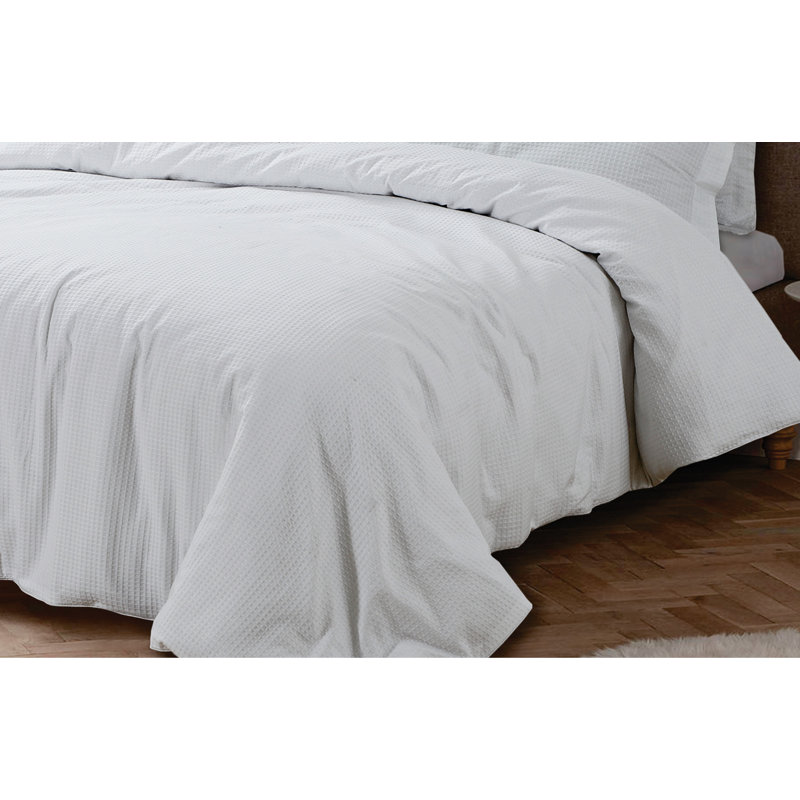 Estherlene Satin Solid Colour Duvet Cover Set with Pillowcases, Single Duvet Cover + 1 Oxford Pillowcase, White