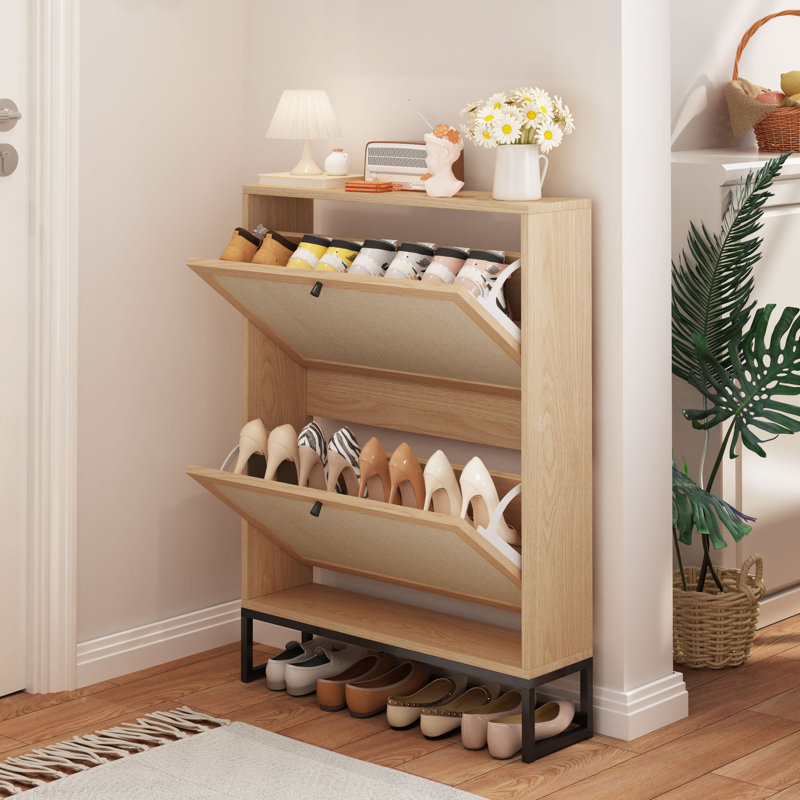 Armoire de rangement pour chaussures 8 paires Lalani, Naturel