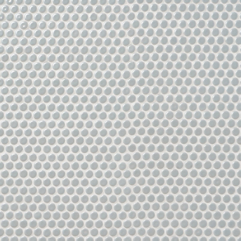 Eden 2.0 Modern Rimmed Penny Round Polished Porcelain Mosaic, Mist Gray