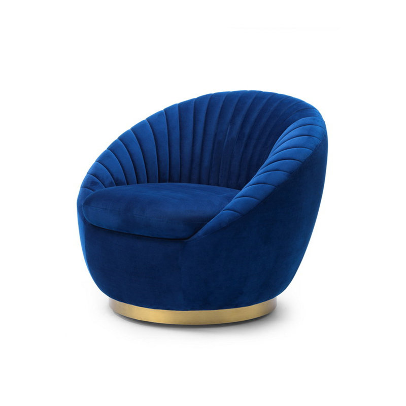 Velvet Barrel Chair, Blue