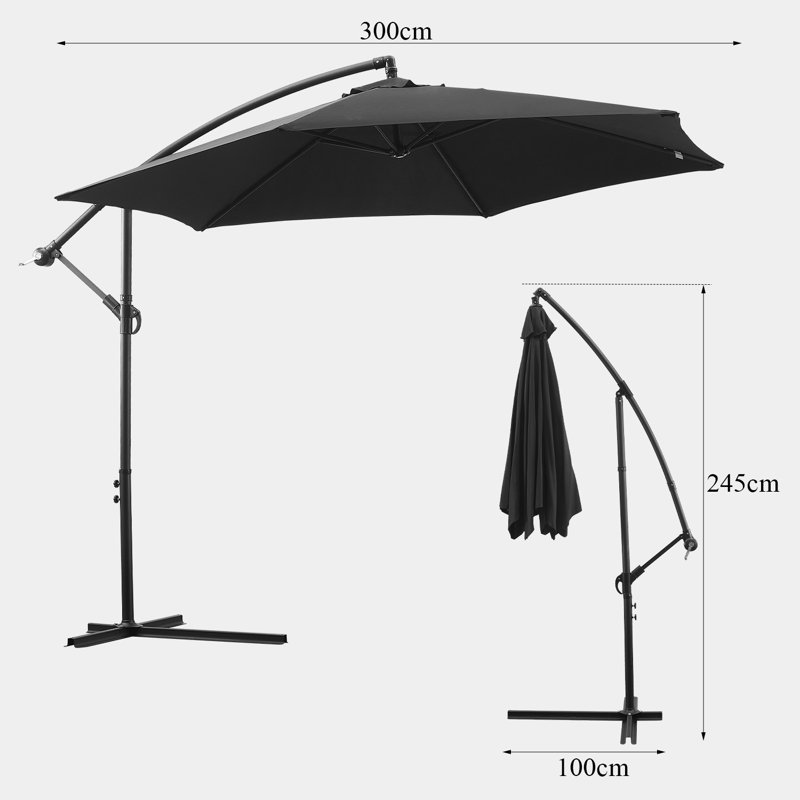 Artair 300cm Cantilever Parasol, Black